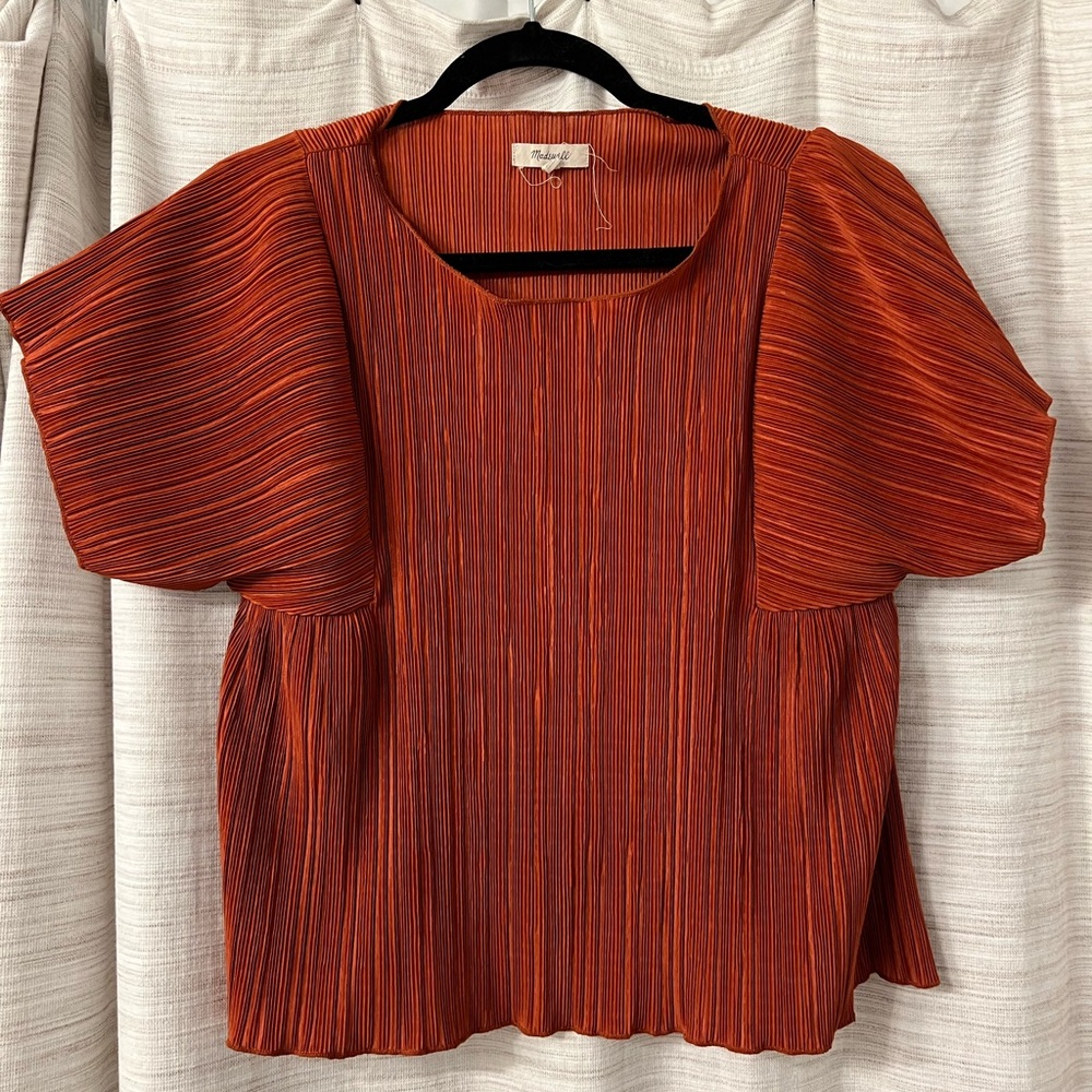 Madewell Rust Pleated Blouse